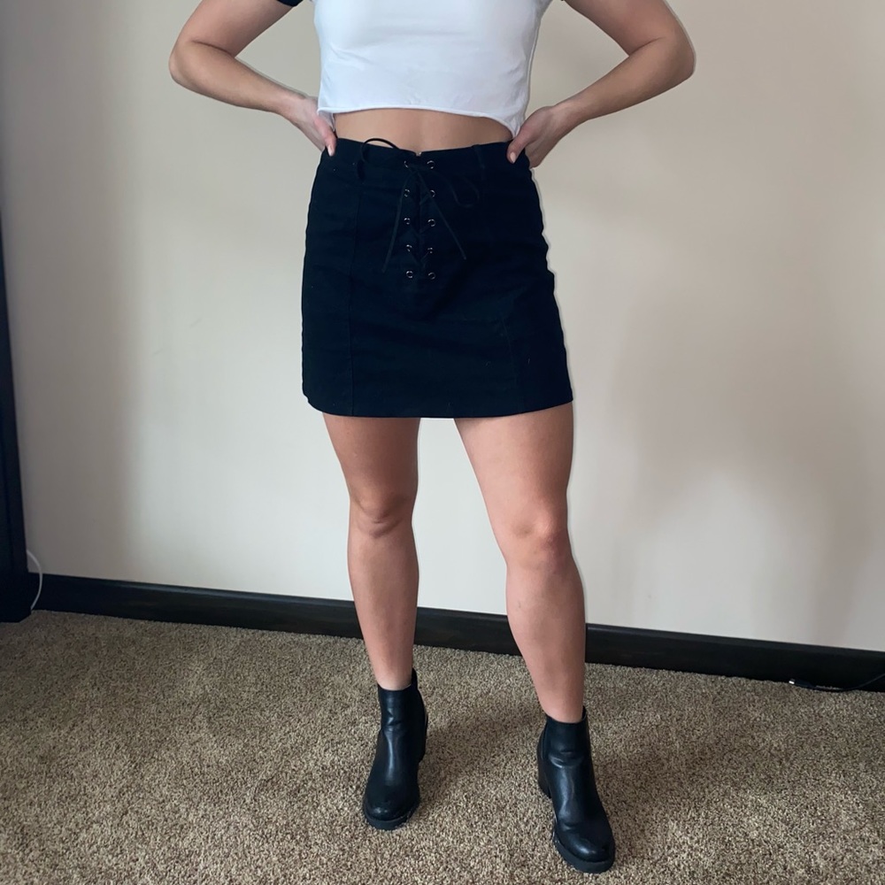 Black (front faux lace up) skirt